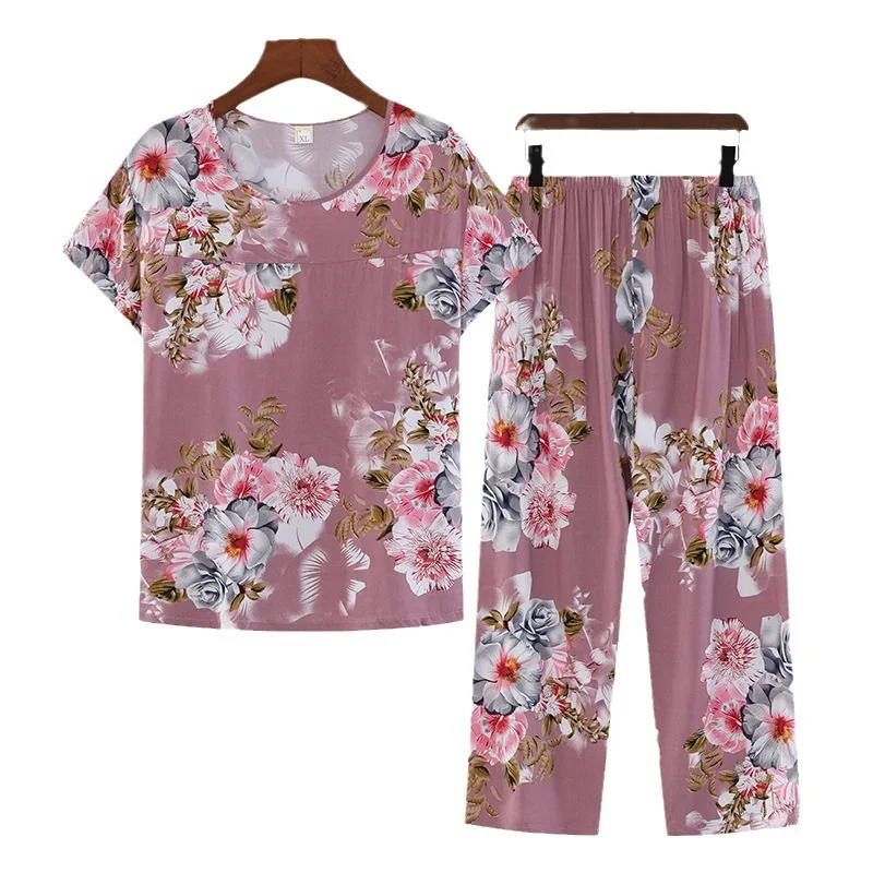 بدلة نسائية من القطن والحرير في منتصف العمر وكبار السن 2024 صيف جديد رقيق من القطن والحرير ملابس نسائية غير رسمية يمكن للنساء ارتداء n