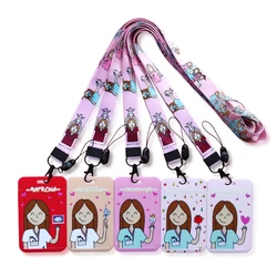 Doctor Nurse Pink Lanyard ID Card Holder Girls Badge Holders Neck Straps Women Hospital Work Credential Holder Retractable Clip
