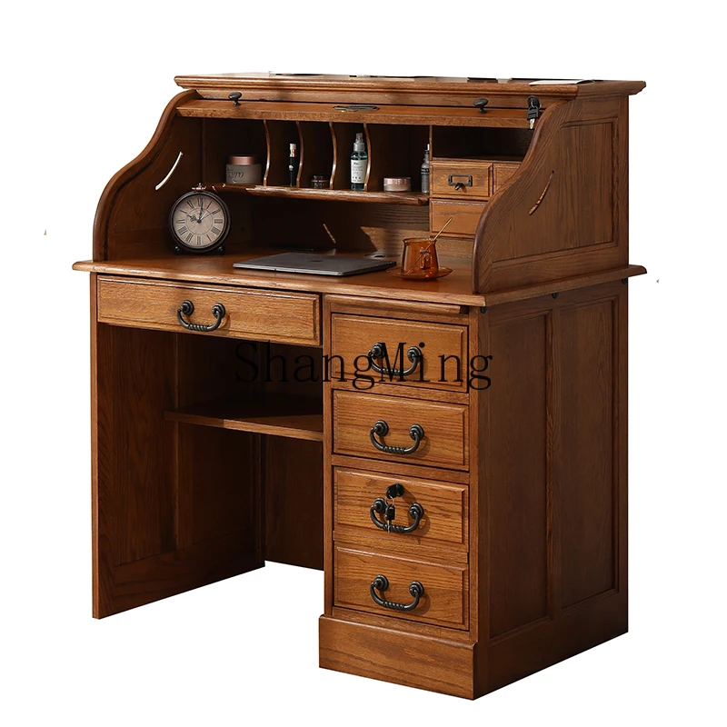 

ZYY solid wood dresser bedroom makeup table integrated multi-functional modern retro table