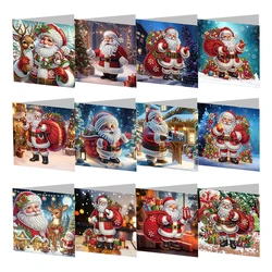 4/6/12pcs Christmas Diamond Painting Greeting Card 5D DIY Diamond Painting Embroidery Mosaic Thank You Card Christmas Postcards
