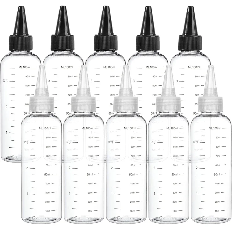 

50PCS 30ML-250ml Empty Clear PET Plastic Graduated Dropper Bottles Refillable Tattoo Pigment Ink Container with Tops Caps