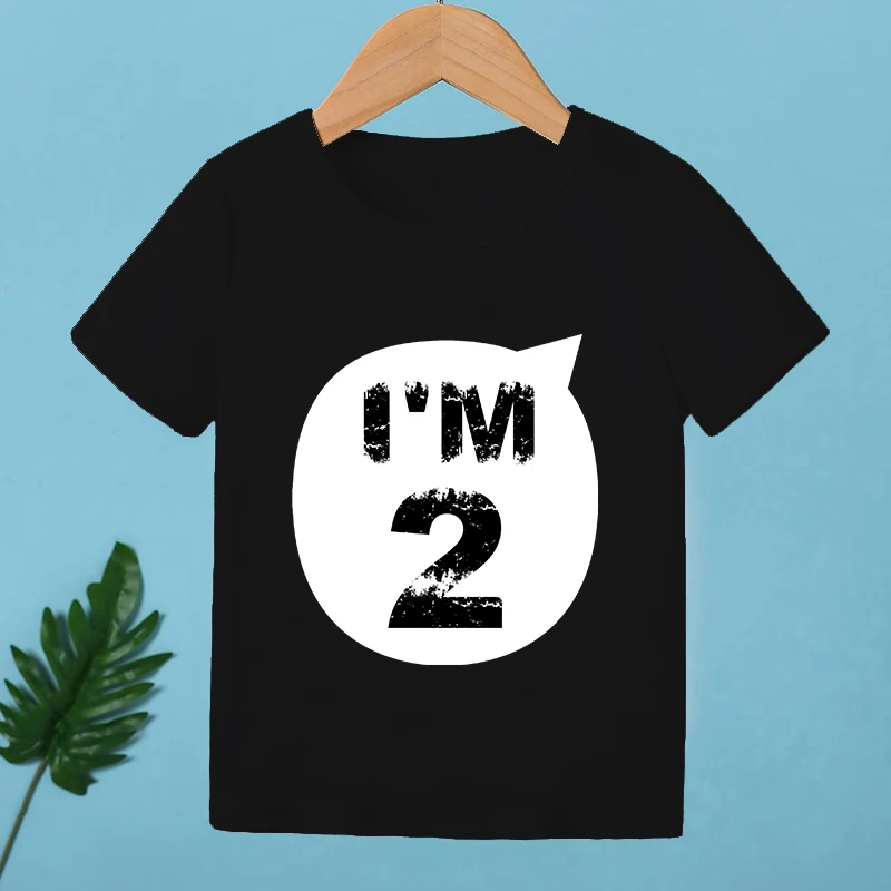2025 Children Happy Birthday I\'M 1 2 3 4 5 6 7 8 9 Years Number Print Funny T-shirts Boys & Girls Baby Tops Kids Summer T shirt