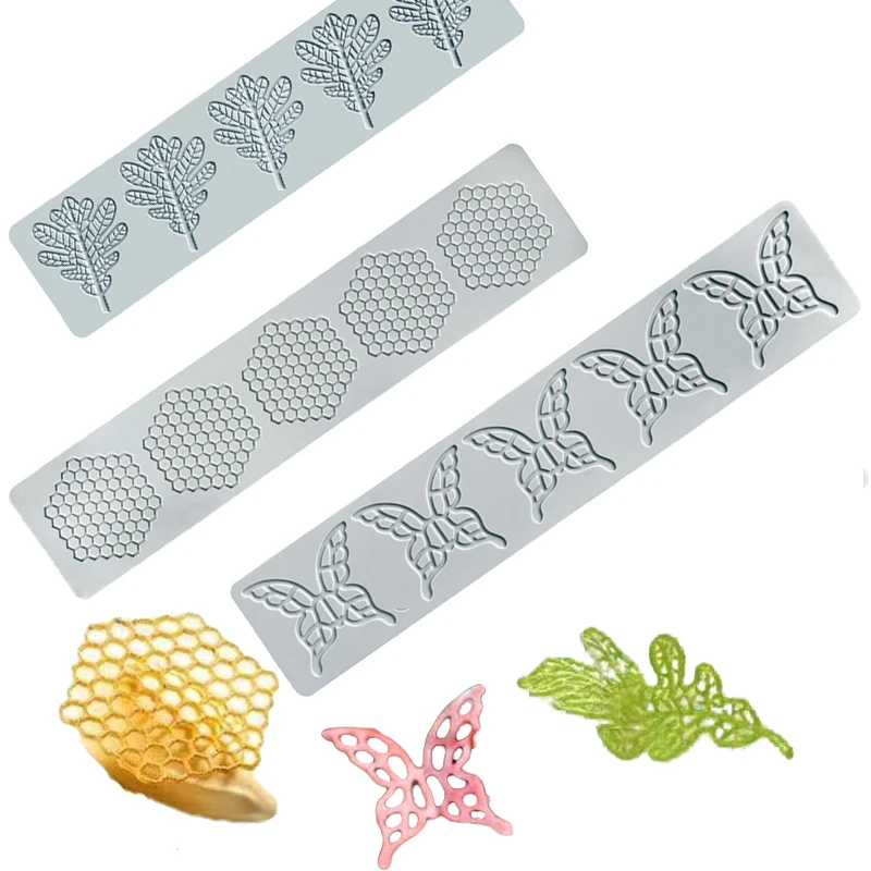 Spitze Kuchen Silikon Backform Schmetterling Blatt Waben Design Spitze Matte Fondant Dekorieren Werkzeug Zucker Handwerk Schokolade Chip Form