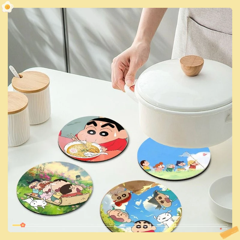 Anime Crayon Shin chan Diatom Mud Absorbent Pad, High Temperature Resistant and Insulated Tea Cup Pad, Toilet Round Plate Pad