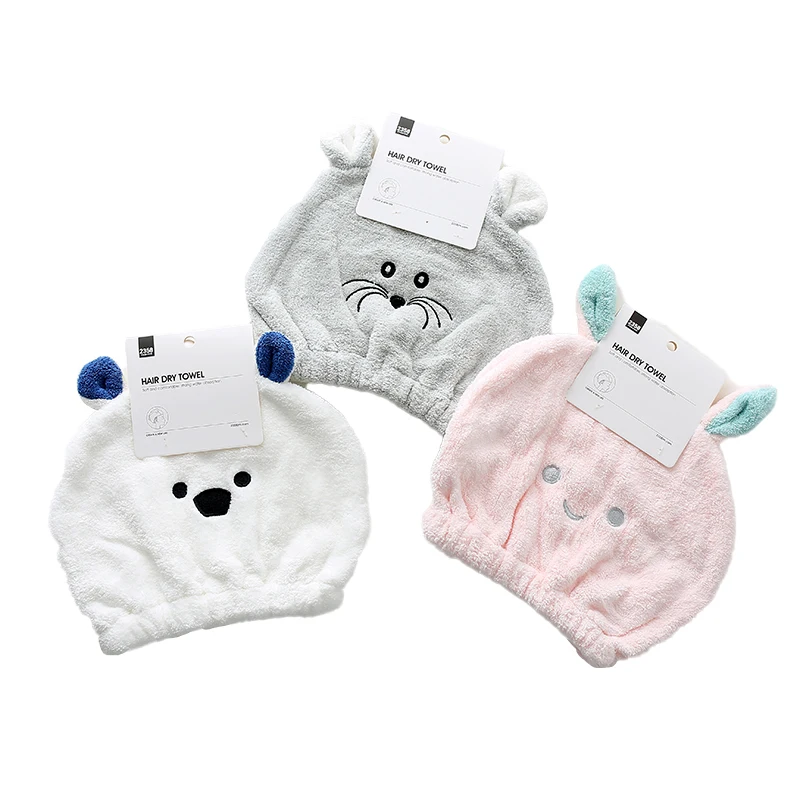 100% Polyester Cute Animal Design Dry Hair Cap