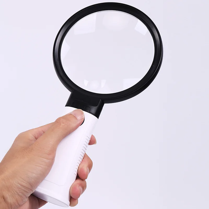 10X Handheld Magnifier 110 mm Large Lens Jewelry Illuminated Magnifying Glass with 12 LED for Reading and Repairing