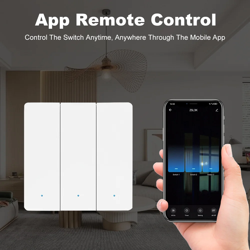 Zigbee Smart Light Switch EU Push Button physics Wall Switch 100-240V Work With Tuya  Alexa Google Home No Capacitor Required