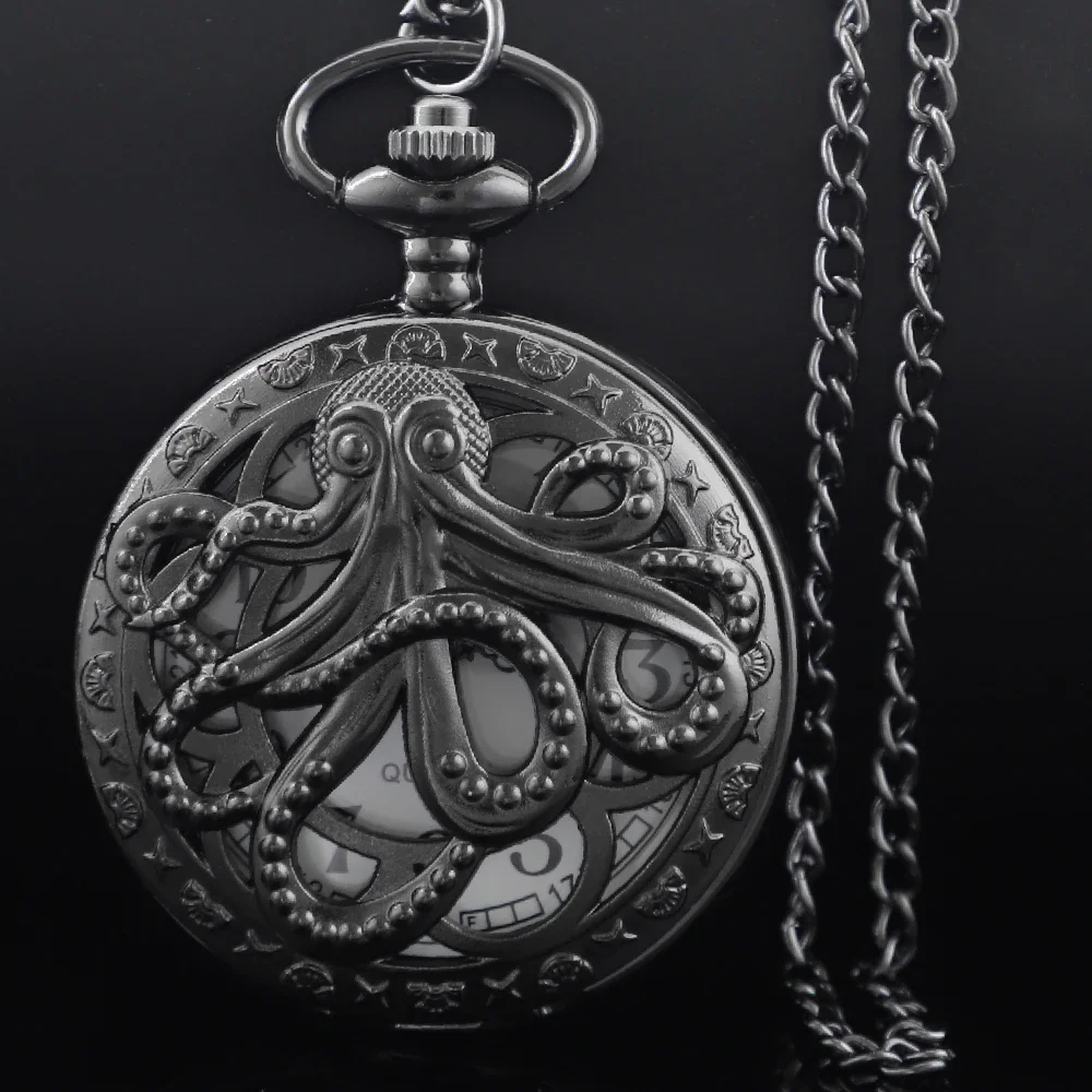 الأخطبوط الجوف ريترو خمر ساعة الجيب الكوارتز سلسلة قلادة ساعة قلادة الساعات للرجال النساء الاطفال هدايا فريدة من نوعها #1