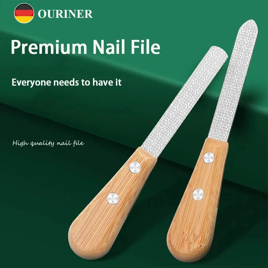 

Двусторонняя пилочка для ногтей из нержавеющей стали с бамбуковой ручкой, инструмент для полировки ногтей, инструмент для полировки, высококачественная полировка ногтей, маникюр