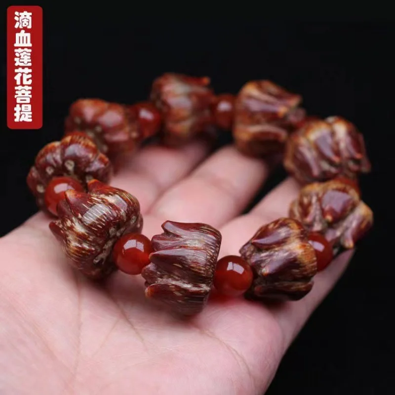 

Drop Blood Lotus Bracelet Drop Blood Lotus Bodhi Buddha Beads Screw Pine Bracelets for Men and Women Beads Buddha Beads Rosary B