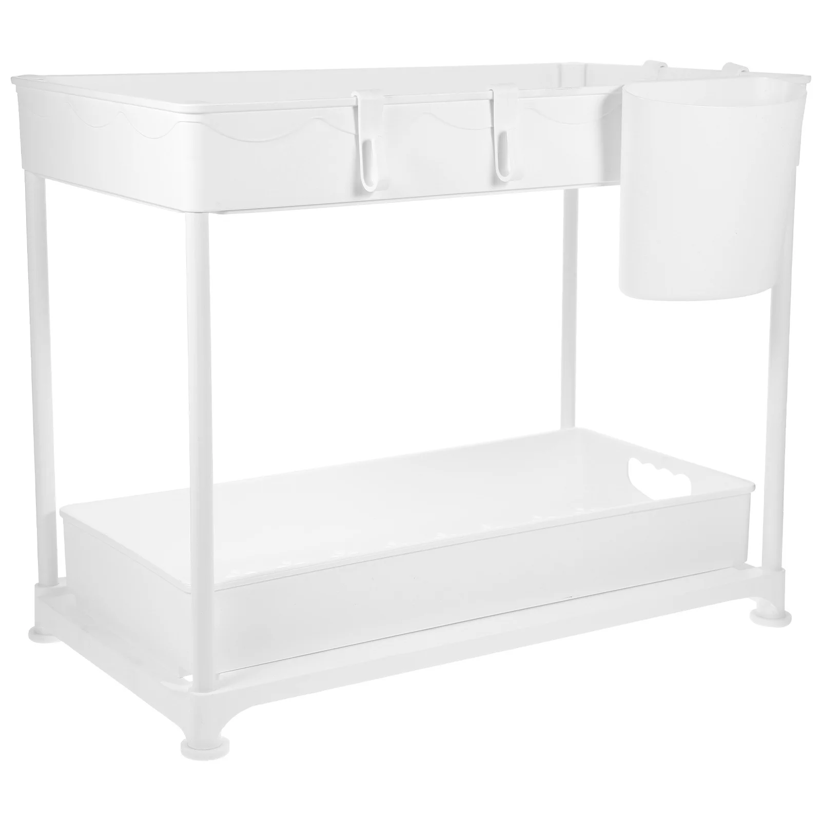 

Pull Out Under Counter Organizer Kitchen Cabinet Storage Rack Layered Design Guardrail Kitchen Supplies Seasoning Bottle