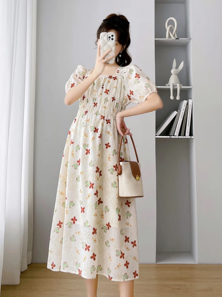 New Maternity Chiffon Dresses Summer Clothes for Pregnant Women 2022 New Chinese Style Vintage Patchwork Pregnancy Vestidos