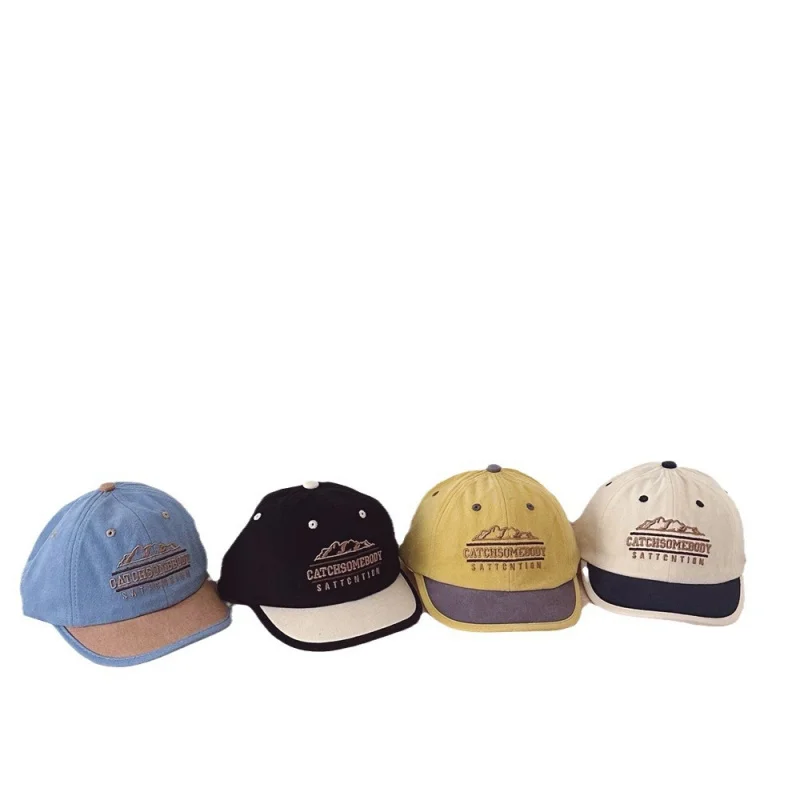 Kids Embroidered Baseball Cap Short Brim Breathable UV Protection Adjustable Comfort Baby Safe Design