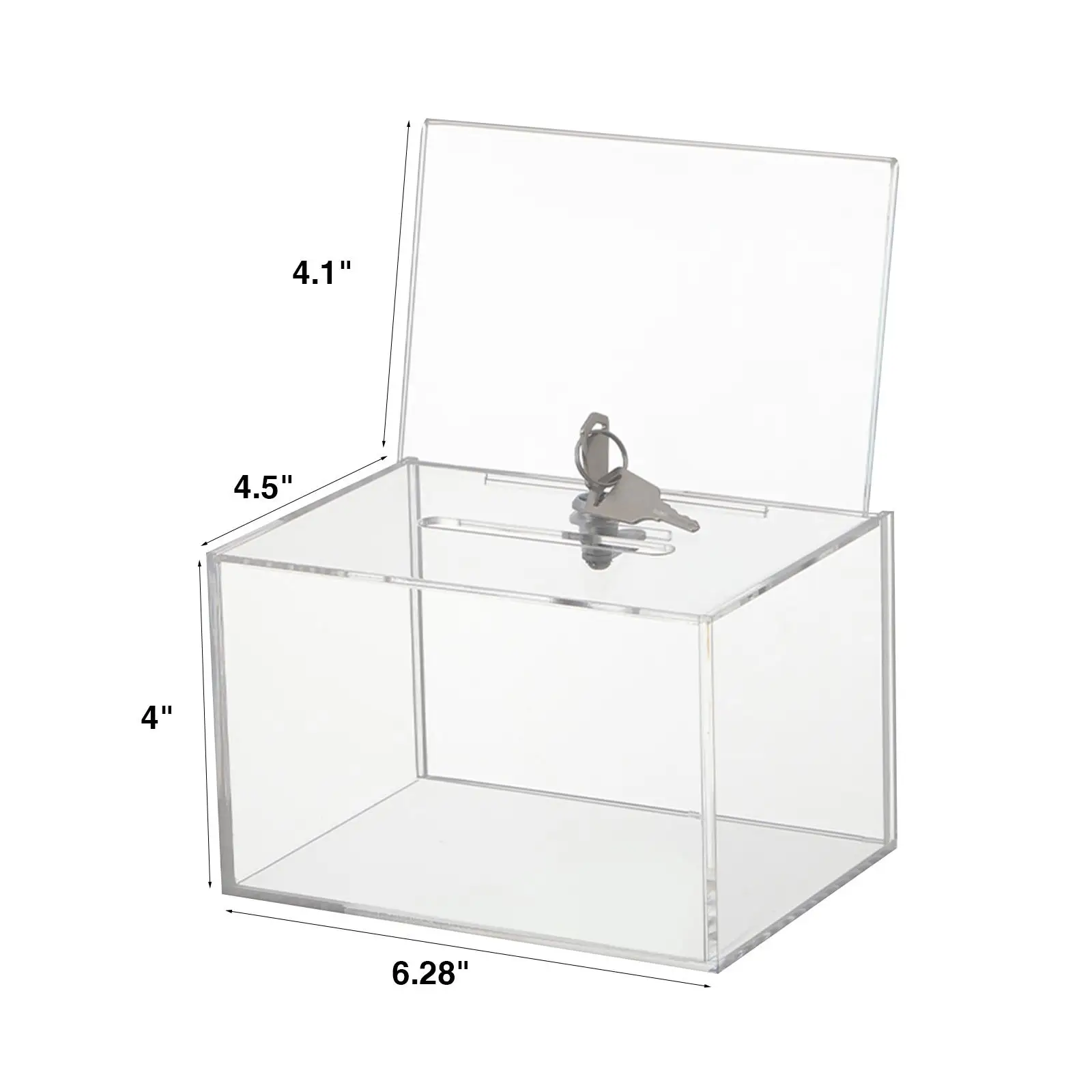 Spendenkoffer aus Acryl, transparent, mit Schloss, Sammelbox für den Schreibtisch