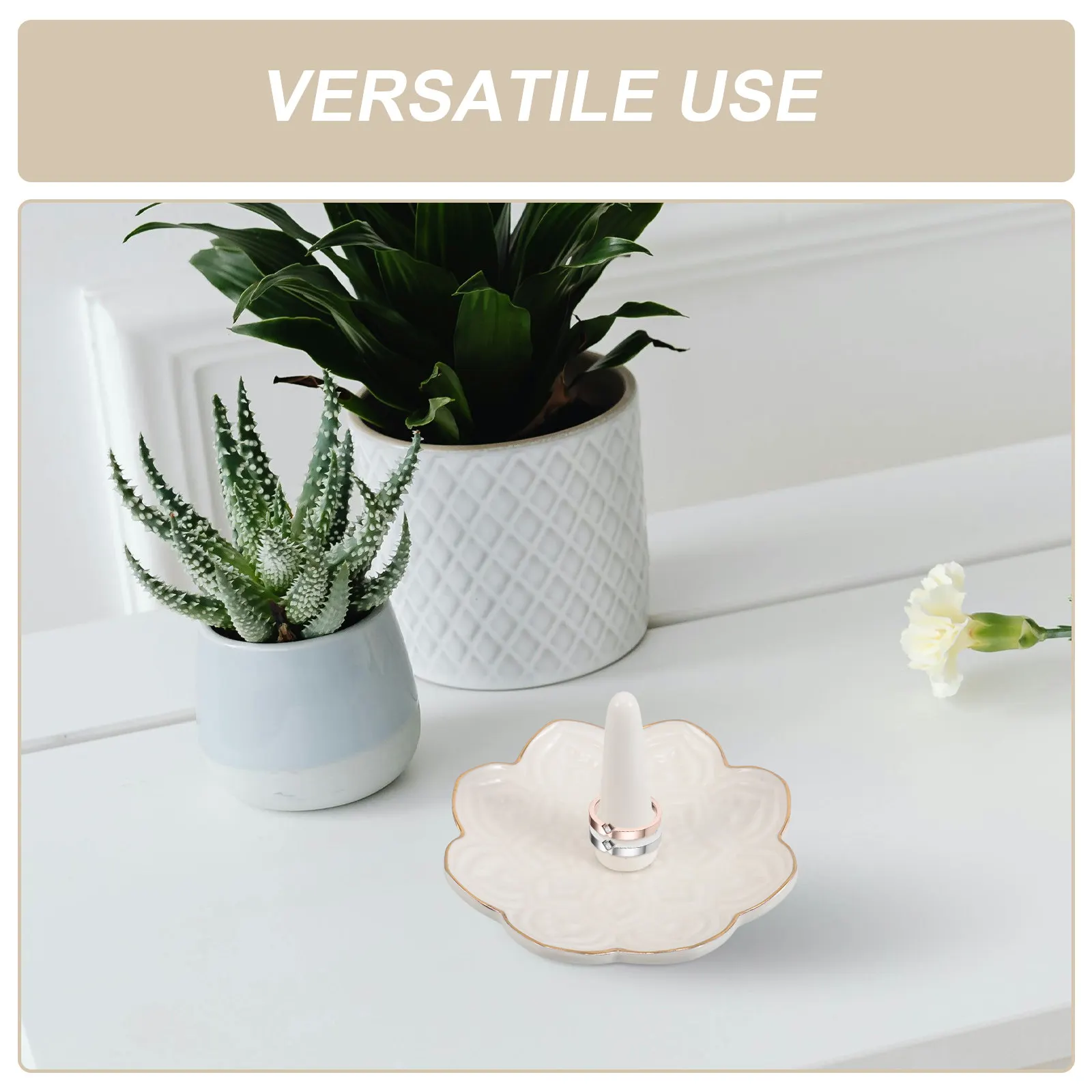 Small Ceramic Jewelry Tray Ring Storage Plate Earring Holder Necklace Display Dish Decorative Trinket Organizer Bedroom