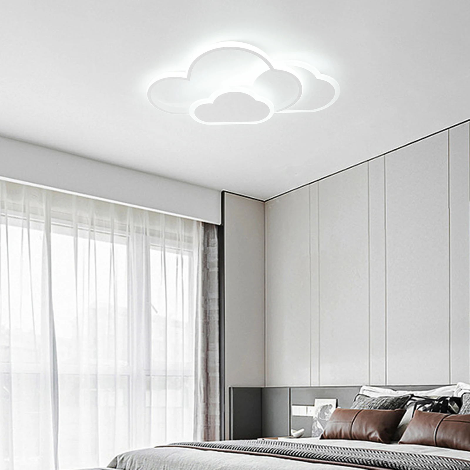 Plafonnier LED en Forme de Nuage de 22 Pouces au Design Minimaliste Moderne, Luminaire Décoratif de Plafond, Idéal pour un Salon, une Chambre