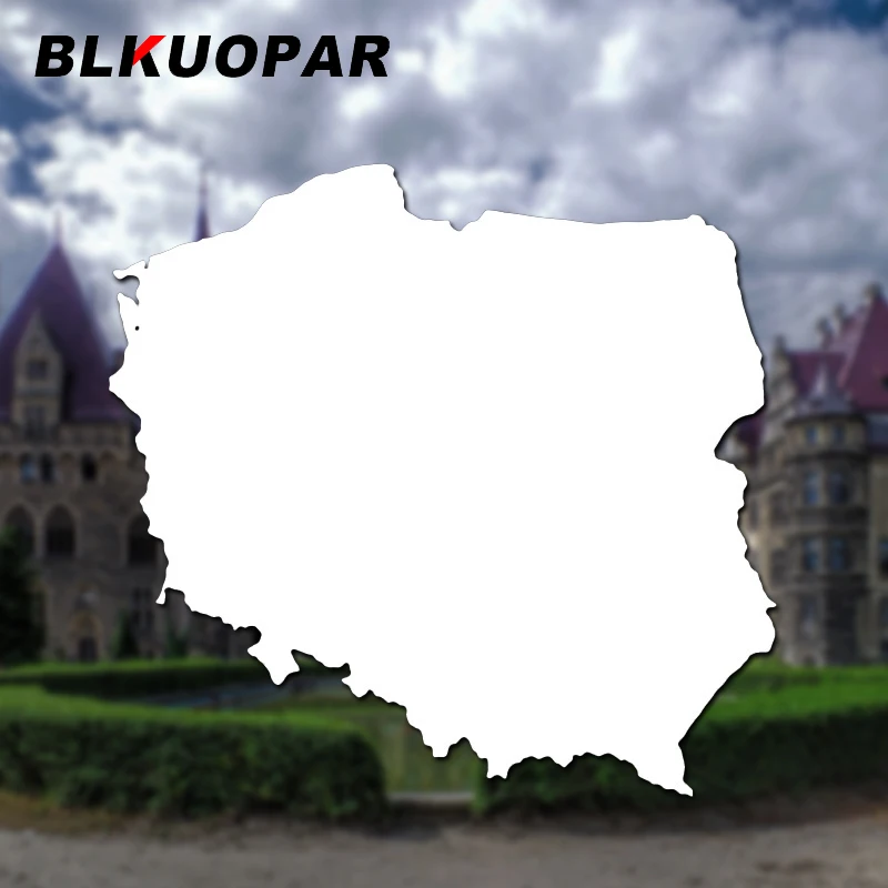 BLKUOPAR Europe Poland Map Silhouette Car Stickers Sunscreen Decal Fashion Die Cut Trunk Motorcycle Windshield Car Accessories