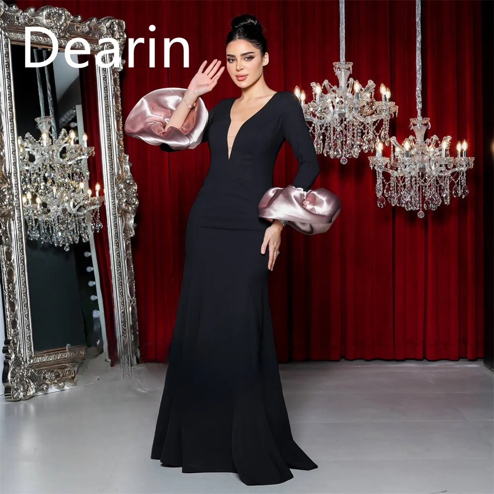 

Customized Formal Gown Evening Women Dearin V-neck Sheath Floor Length Skirts Hugging Bespoke Occasion Dresses Prom Dress