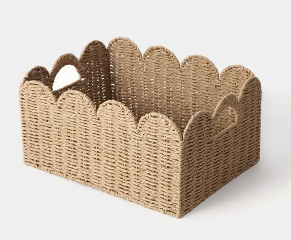 yesHand-woven storage basket, desktop snacks, sundries, rectangular storage basket, retro high-value storage box in the living r