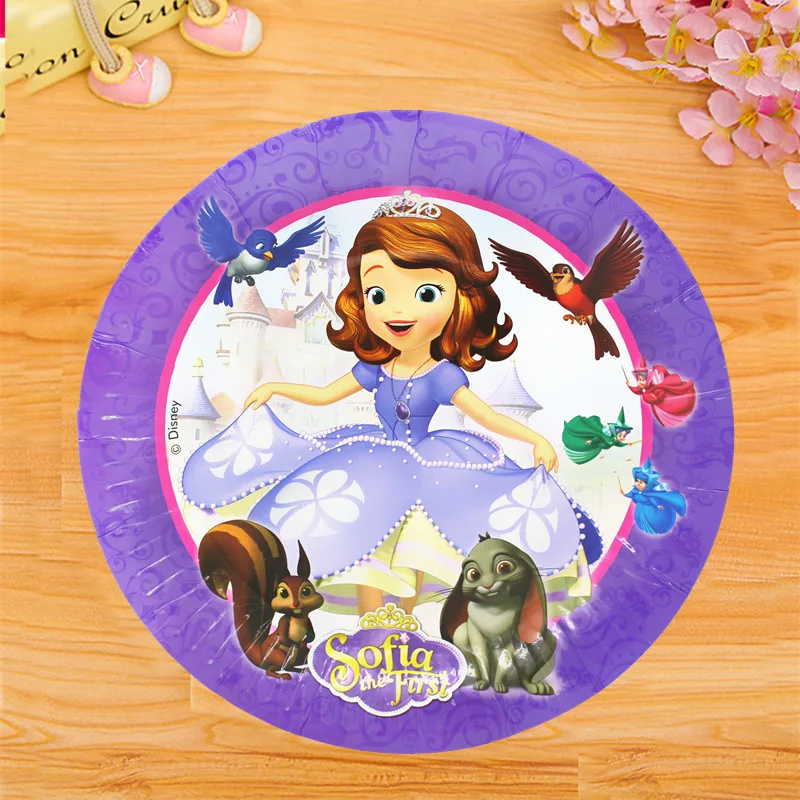 Disney Party Supplies Children\'s Birthday Decorative Dressing Supplies Princess Sofia Party Supplies Girl Cake Plate Sofia