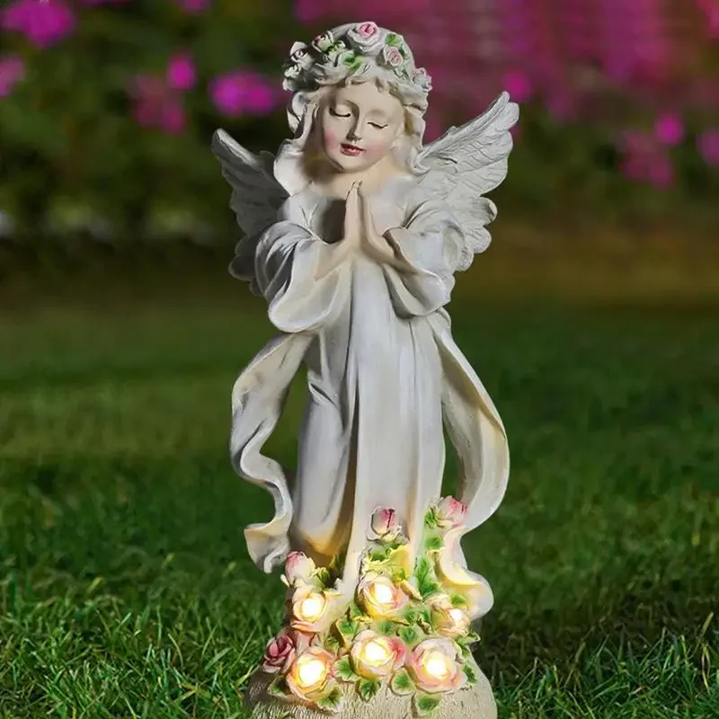 

Angel Garden Statues Outdoor Garden Pray Angle With Solar Light Outdoor Patio Garden Sculptures & Statues Solar Yard Decorations