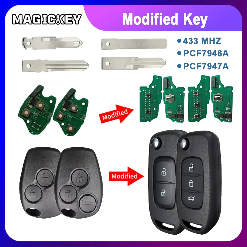 

Модифицированный пульт дистанционного управления PCF7946A PCF7947A 433 МГц для автомобилей Renault Clio, Wind, Modus, Kangoo, Master, Trafic, Twingo