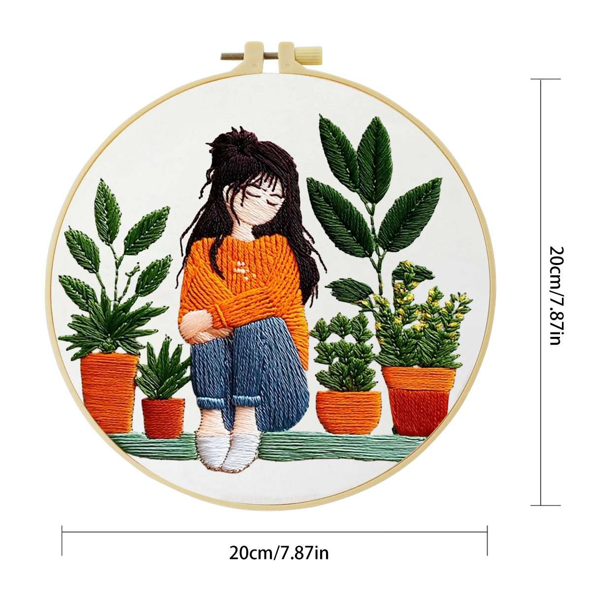 1 Stück 20X20CM/15X15CM 7,87/6,3 Zoll Stickerei-Starter-Kit für Frauen DIY-Kit DIY-Stickerei-Set Handarbeiten Nähkunst Malerei – Detail 5