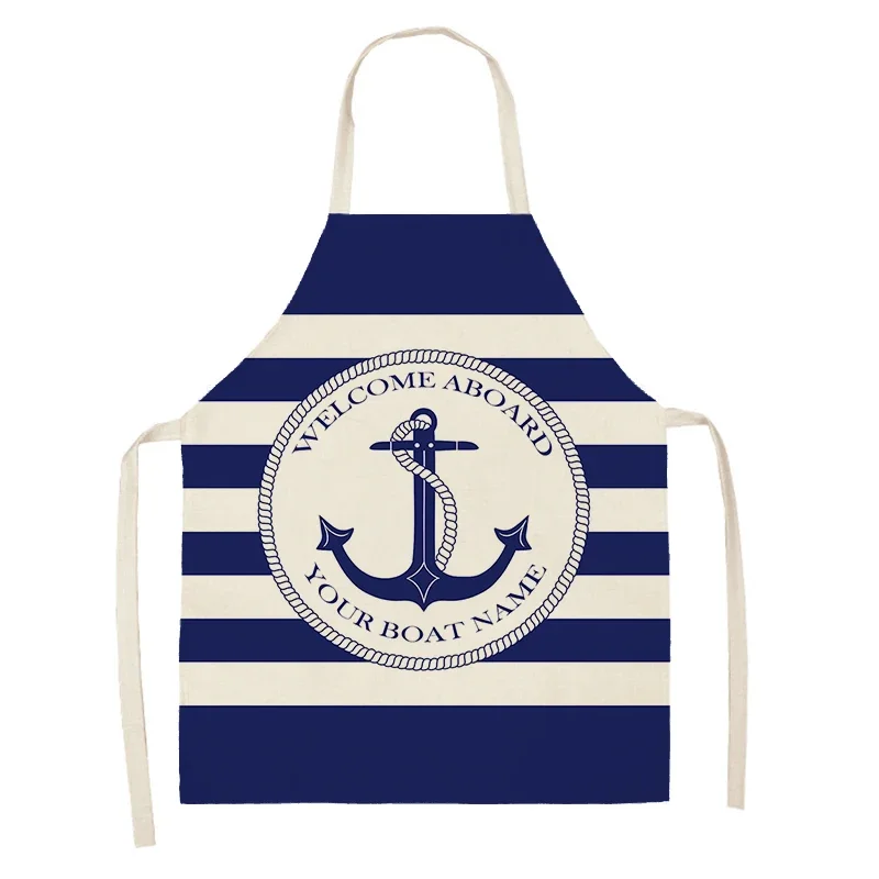 Dark Blue Nautical Collection Women's Kitchen Aprons Restaurant Chefs Household Cleaning Men's Aprons Customizable Aprons