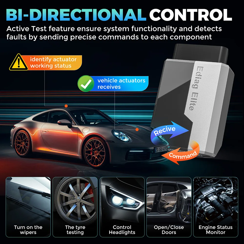 KINGBOLEN EDIAG ELITE OBD2 Scanner Strumento diagnostico per auto per tutti i sistemi 15 Servizio Conrol bidirezionale Aggiornamento gratuito a vita