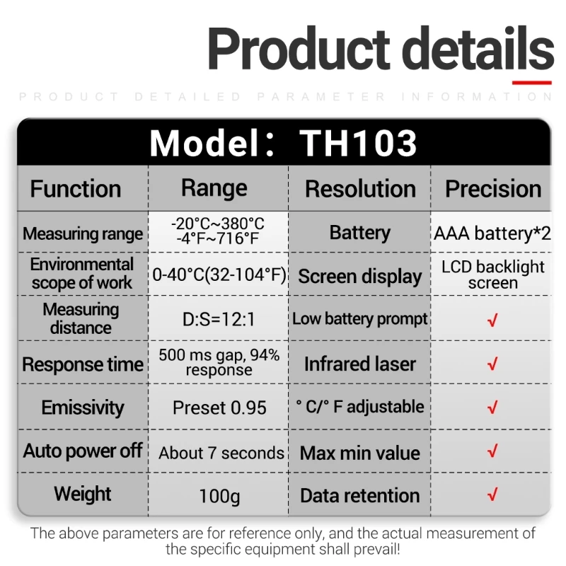 Industrial Digital Thermometer LaserTemperature Meter Non-contact Pyrometer Imager-Hygrometer Dropship