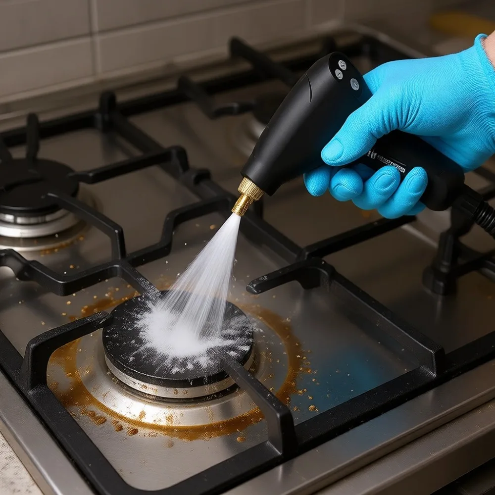 Powerful 2500W Steam Cleaner with 16 Accessories 15s Heat Up 1.2L Tank 6-Level Handle for Home Car Grease