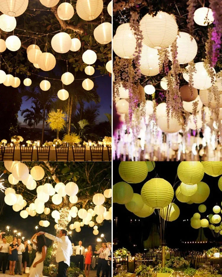 Treer 24 stks Chinese Ronde Papieren Lantaarns, Lampschaduwen Garland voor Kerstfestival Bruiloft Verjaardagsfeest Indoor Outdoor Baby Douches Decoratief (Geel