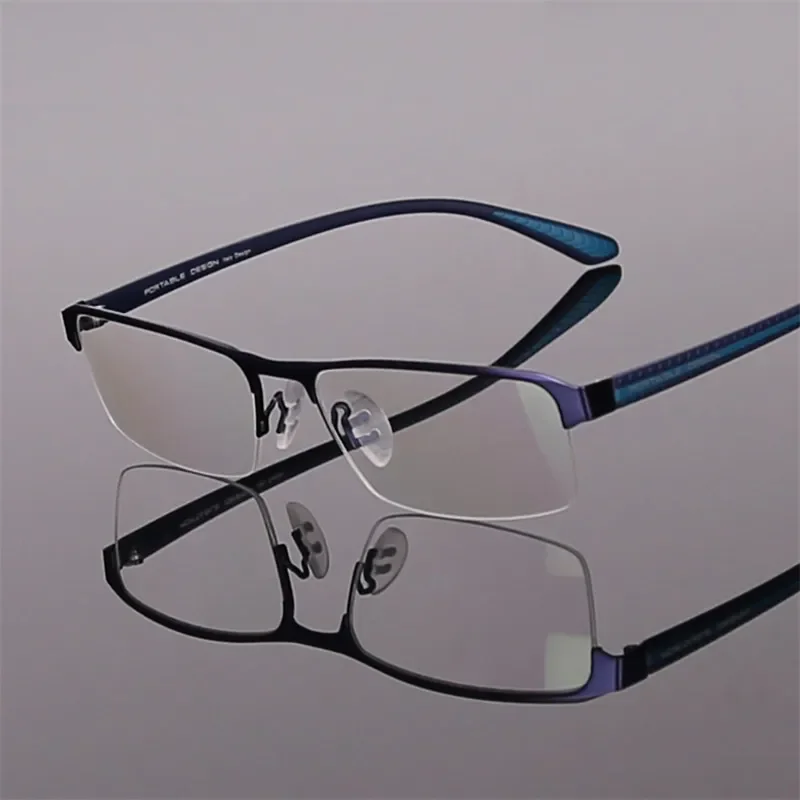 55-17-142 Half-rimmed Glasses Men Alloy Eyeglass Frames Optical Men\'s Designer Glasses Half Frame Optics Large-framed Glasses