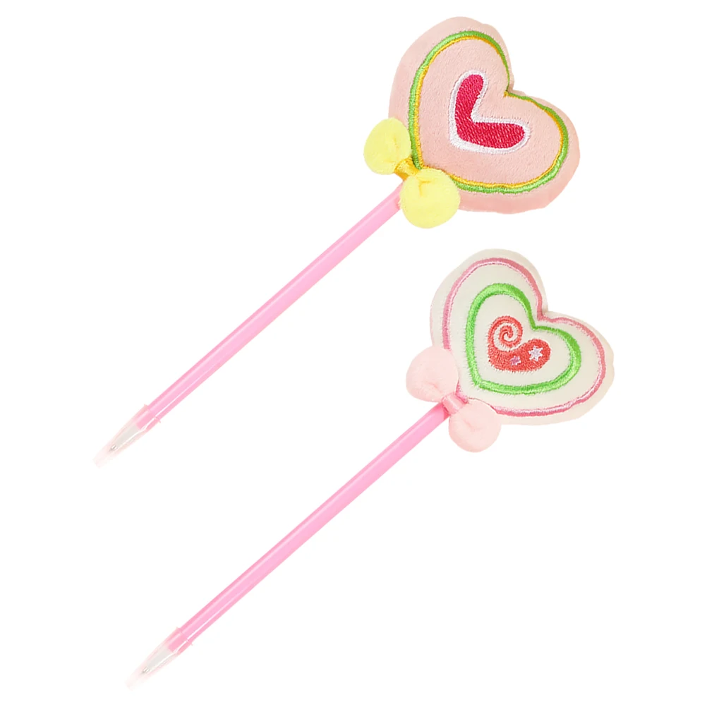 

2pcs Heart Design Ballpoint Pens Cute Valentine Writing Tools for Kids Smooth Cartoon Gifts Decorative Pens