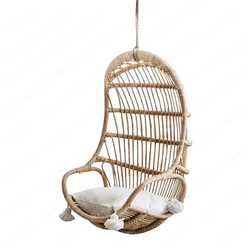 

Glider Nordic Style Simple Real Rattan Hanging Basket Balcony Swing Chair B & B Hanging Chair Home Indoor Rocking Chair