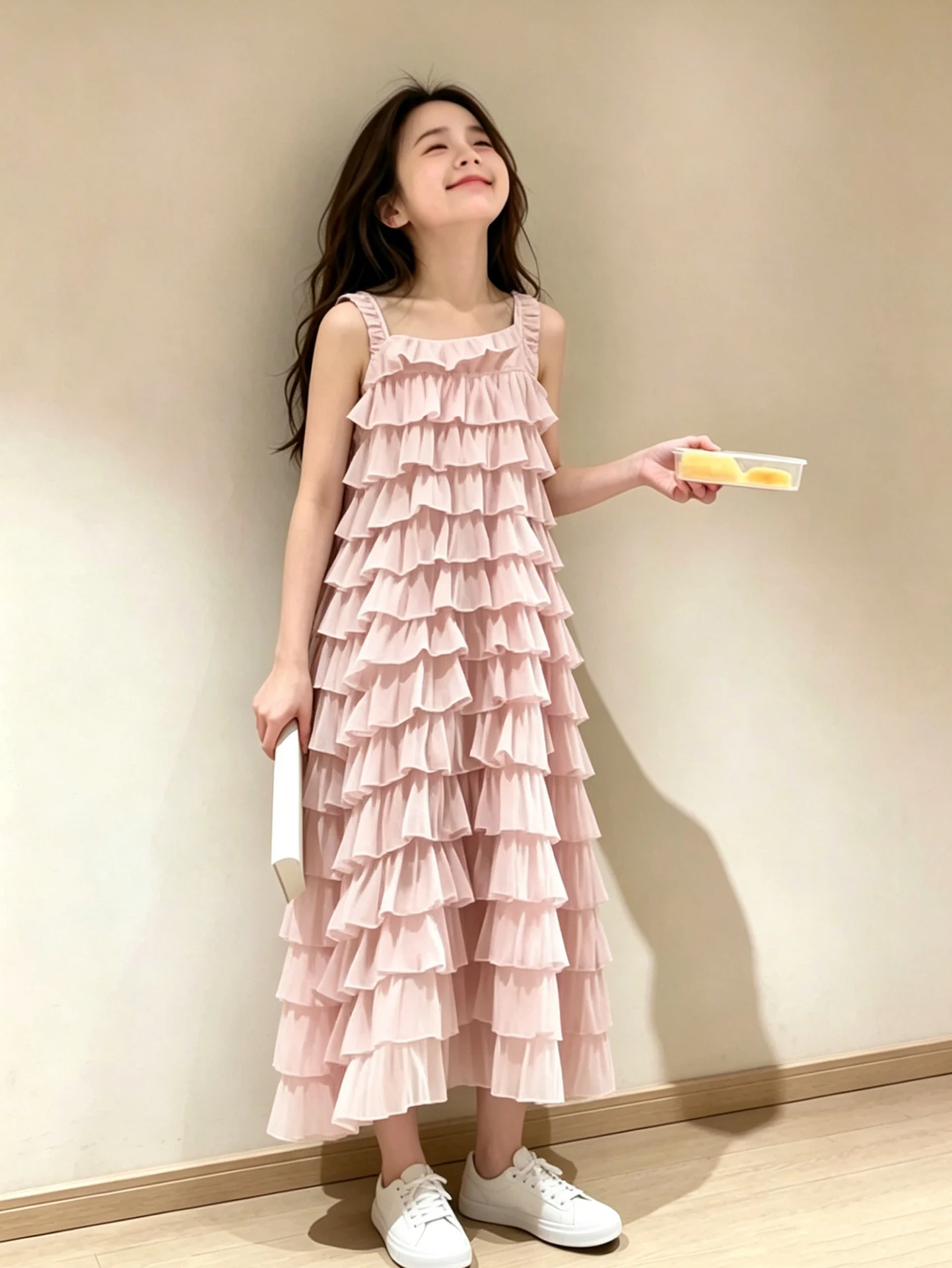 girls-summer-dress-children's-plaid-strap-dress-thin-fashionable-pink-midi-skirt-casual-high-waist-soft-fabric-machine-washable