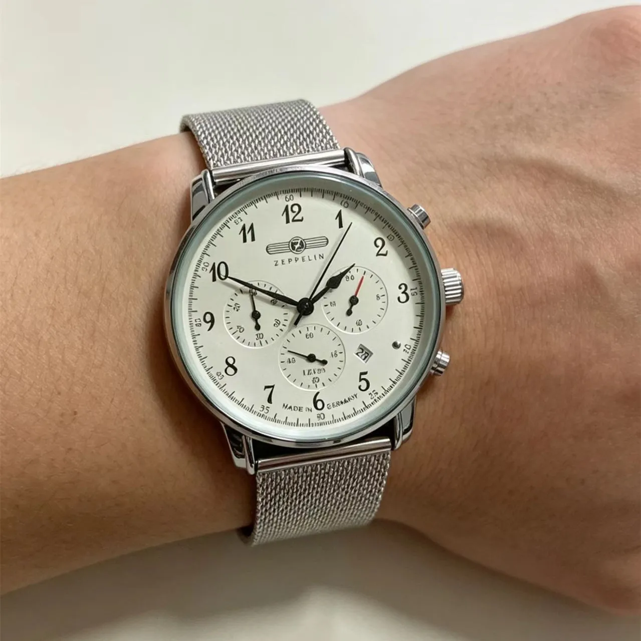 Nowy Modny Zegarek Męski Zeppelin Luxury Date Brand, Wielofunkcyjny Chronograf, Klasyczny Retro, Biznesowy, Kwarcowy Zegarek na Rękę