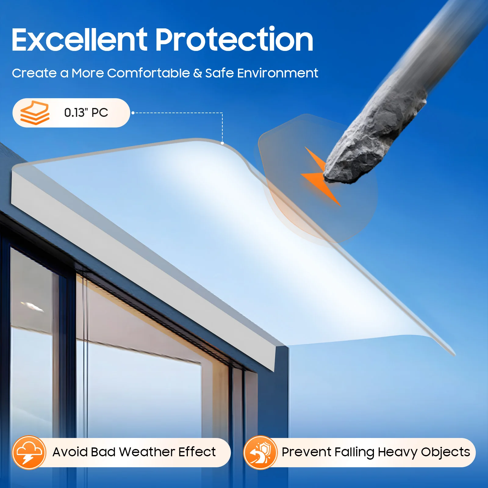 

40*80 см тент навес УФ-дожде защита от снега для входной двери/крыльца патио крыша укрытие от дождя утолщенная прозрачная крышка обслуживание