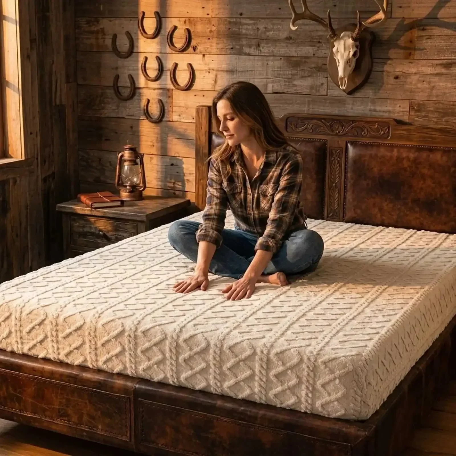 Tofu Fleece Fitted Sheet Queen Size Ultra Soft Plush Velvet Feel Cozy Warm Bedding Deep Pocket Elastic All Around