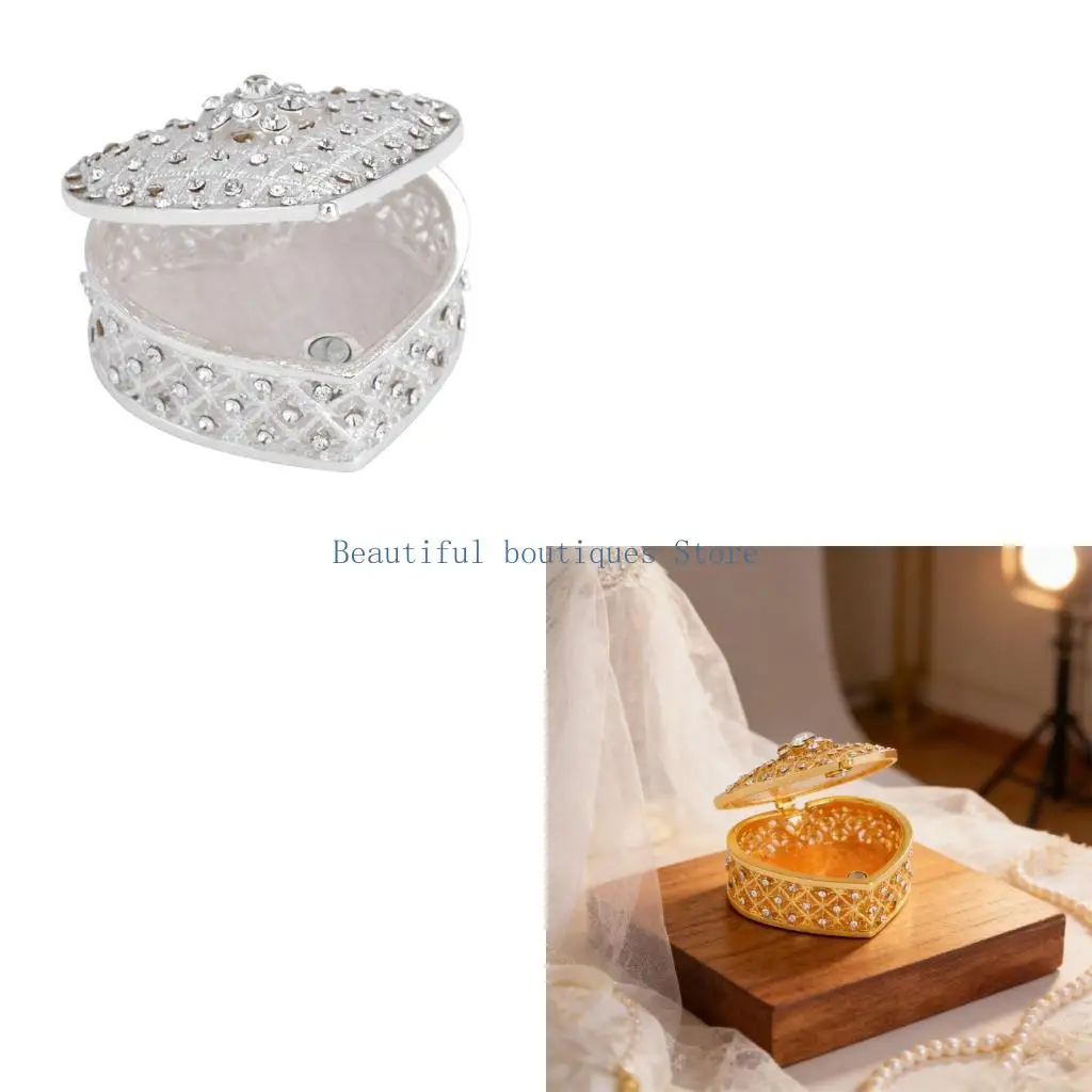 

U4LF Sophisticated Heart Themed Jewelry Organizers With Crystals Detail
