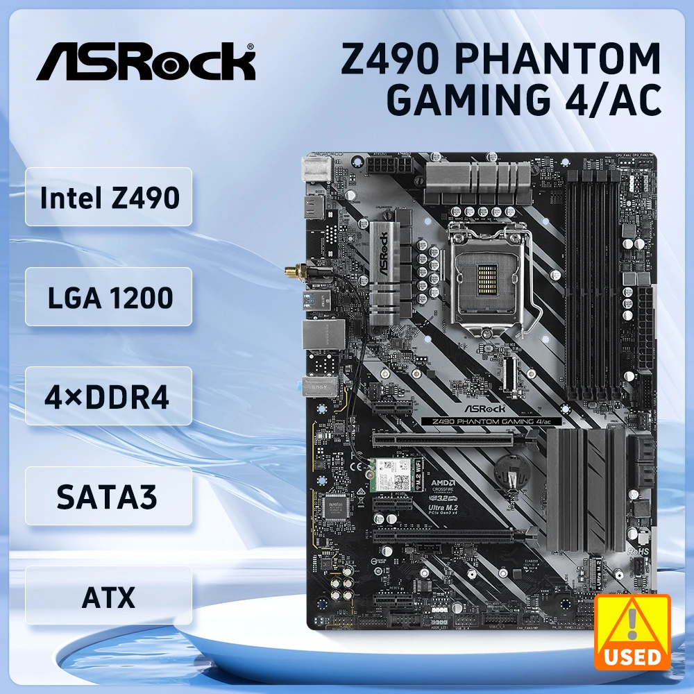 

Z490 Motherboard ASRock Z490 Phantom Gaming 4/ac Motherboard LGA 1200 DDR4 128GB PCI-E 3.0 M.2 USB3.2 ATX support i9-10900F cpu