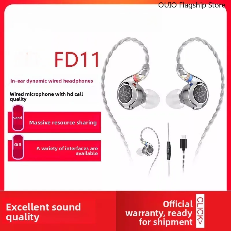 Проводные наушники OUIO для Fiio FD11/JD10/JD1 с микрофоном, для мобильных телефонов и компьютеров, с разъемом 3.5 мм/Type-C [аудиоаксессуары]