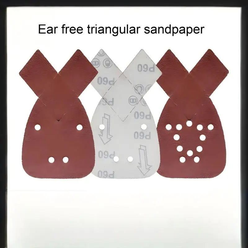 

12 шт., самоклеящаяся полированная наждачная бумага с треугольными кроличьими ушками и 4 отверстиями, комбинированный набор флокированных бумаг в форме ласточкин хвоста