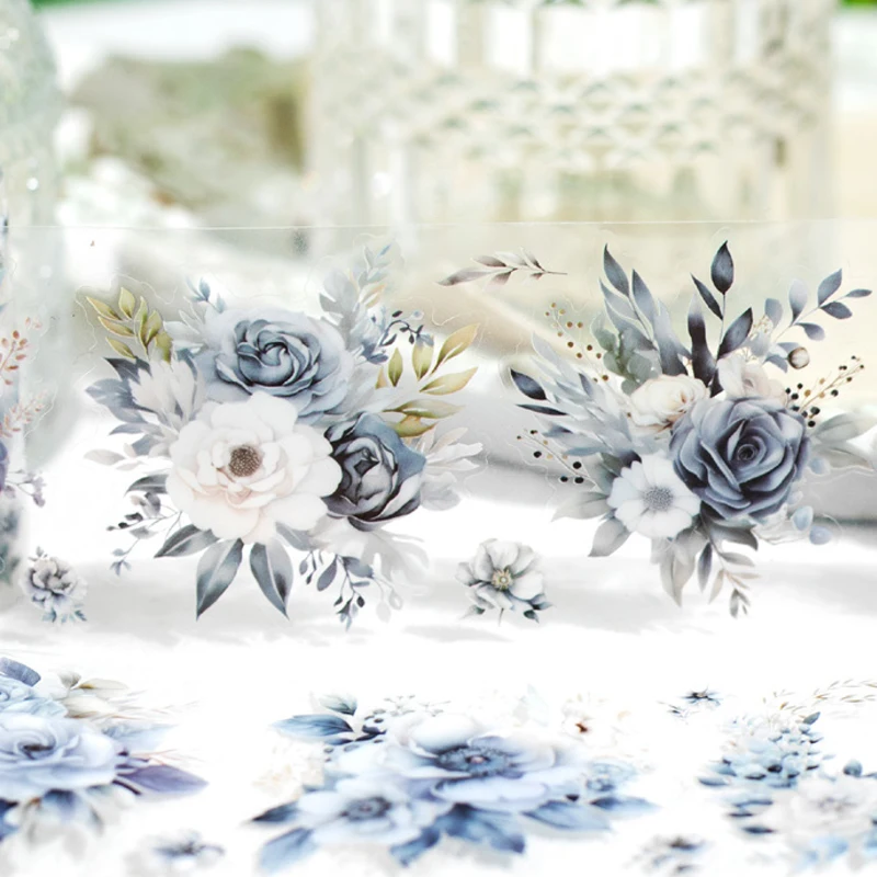 5 Books X200cm/Roll Waterproof PET Tape Sticker Youxiang Renran Series Rose Flower Picture Home Handbook Decoration