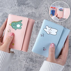 Women Short Cute Small Wallets Student Triple Fold Card Holder Girl ID Bag Card Holder Coin Purse Ladies Wallets Cartoon Bags