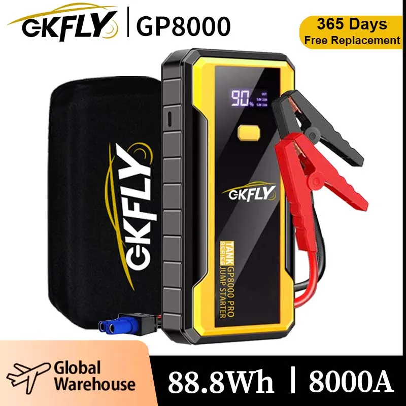Arrancador de Coches GKFLY 8000A, Banco de Energía de 240000 mAh, Cargador de Batería para Coches de Gasolina y Diésel, Dispositivo de Arranque