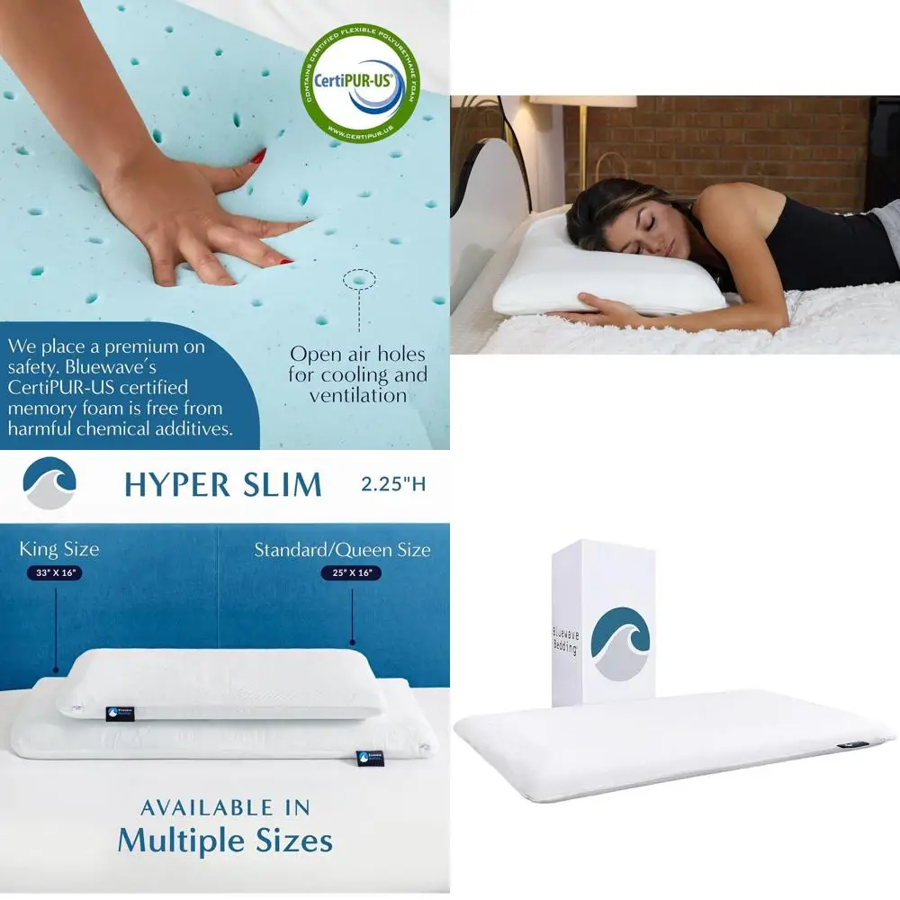 

Тонкая гелевая подушка из пены с эффектом памяти для сна на животе и на спине - низкопрофильный дизайн для поддержки шейного отдела позвоночника и глубокого сна (2,25 дюйма, K)