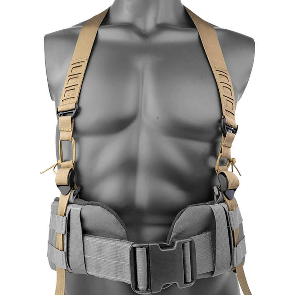 Heavy Duty Tactical Suspender Arnês, Ombro Sling Strap, AVS Low Profile, Cinto de Combate de Volta Alta, Caça Acessórios