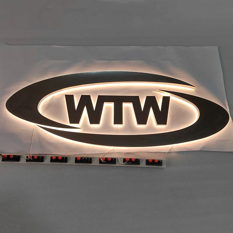 Custom LED Business Logo 3D Illuminated Letters House Number Light Modern Residential Door Plate Metal with Acrylic Address Sign