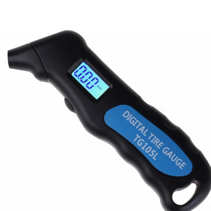 EAFC Portable LCD Digital Car Tyre Air Pressure Meter Car Tire Gauge Manometer Barometers Tester with Battery for Car Truck Moto